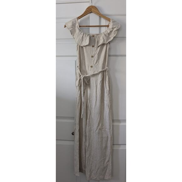 Monteau Cream Linen Jumpsuit - Picture 1 of 8